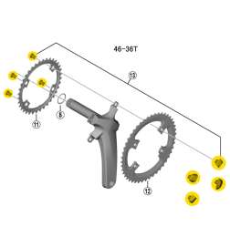 Shimano Bulloni della Corona per Ultegra FC-R8000 - 46-36T - 4 Pezzo